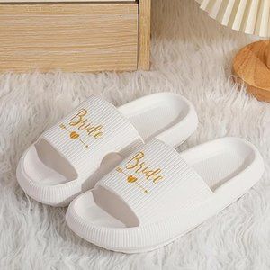 Women's bride white slippers